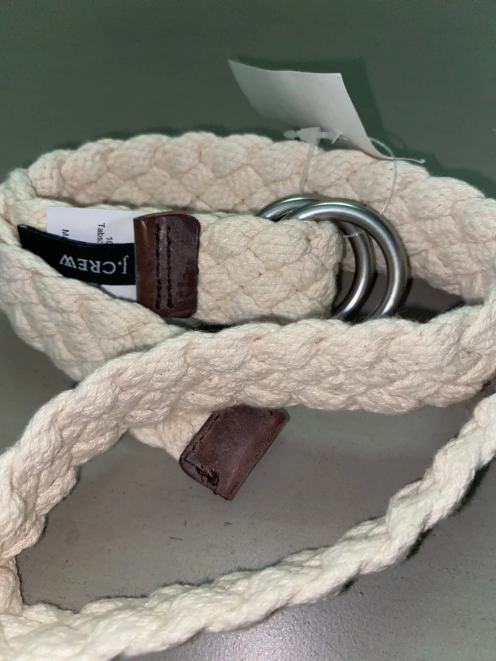 New J. Crew youth large belt, casual, neutral brown leather ends, 31”